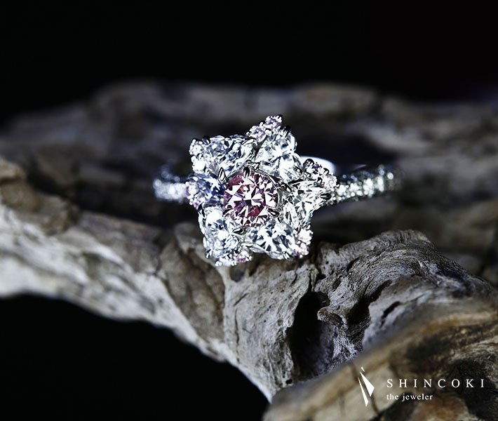 HANDMADE】PT900 天然ピンクダイヤモンド 0.176ct FANCY INTENSE