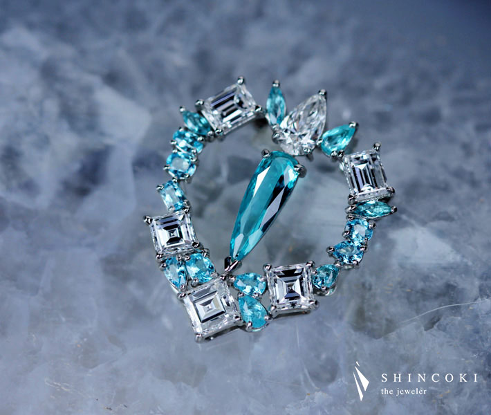 HANDMADE】ブラジル産パライバトルマリン ネックレス 0.343ct/0.457ct ...