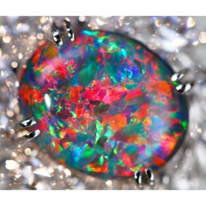 PT900 2.827ctブラックオパール リング 2.175ct ダイヤモンド