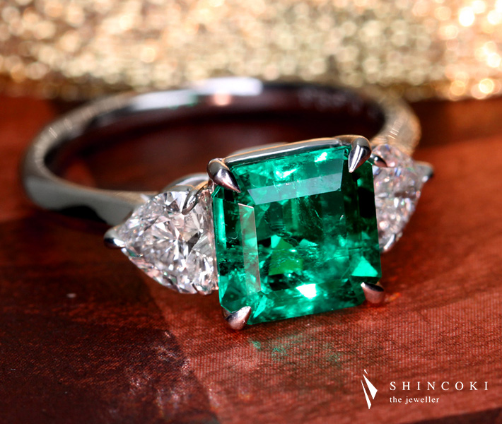 HANDMADE】PT950 コロンビア産エメラルド 1.19ct リング ダイヤモンド HANDMADE】PT950 コロンビア産エメラルド 1.19ct リング ダイヤモンド