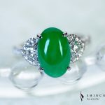pt900 翡翠3.97カラット　ダイアモンド　0.08カラット　18.5号 pt900 翡翠3.97カラット ダイアモンド 0.08カラット 18.5号