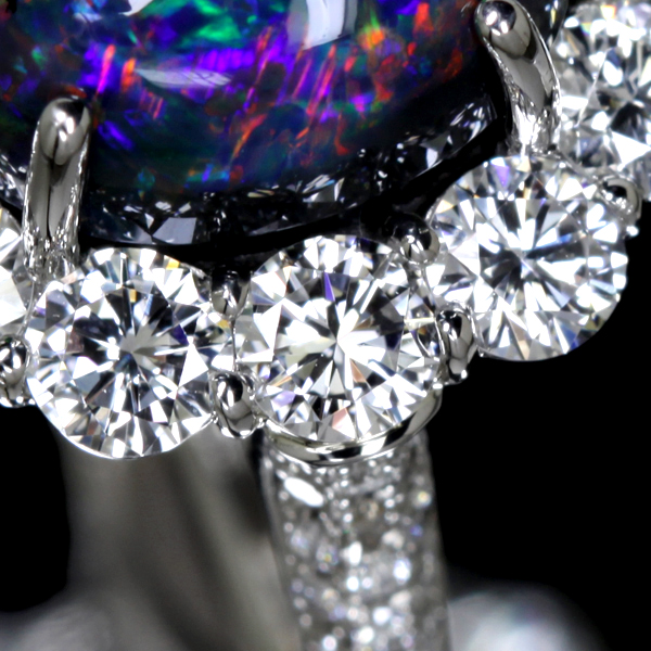 HANDMADE】PT950 6.13ct ブラックオパール リング 2.612ct