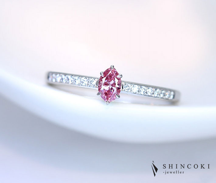 【HANDMADE】PT900 ピンクダイヤモンド 0.203ct FANCY INTENSE PURPLISH PINK ダイヤモンド 0.08ct リング ※GIA鑑定書付