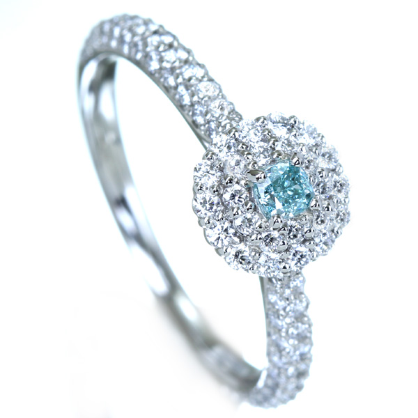 HANDMADE】PT950 グリーンブルーダイヤモンド 0.108ct FANCY VIVID ...