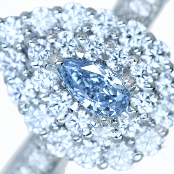 HANDMADE】PT950 ブルーダイヤモンド 0.08ct FANCY BLUE VS2 TYPE2B ...