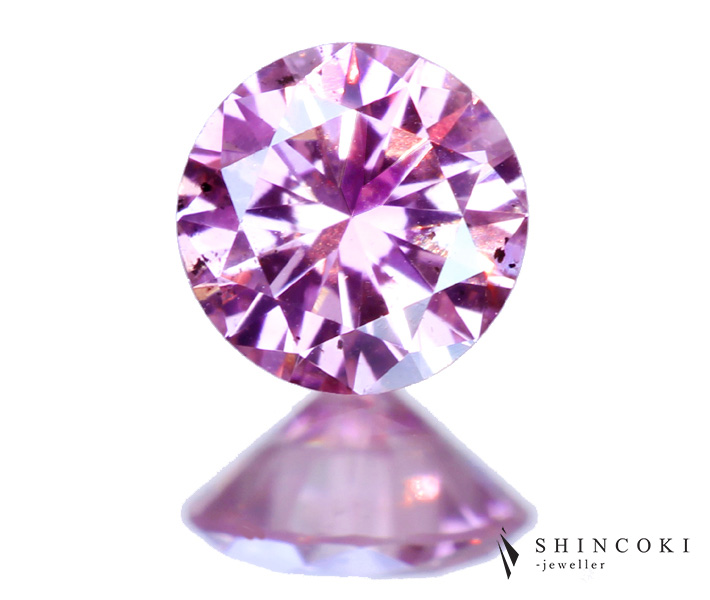 ピンクダイヤモンド 0.109ct FANCY VIVID PURPLISH PINK SI-2 ※中央 ...