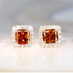 ダイヤ　ピアス　オレンジダイヤ 希少】 0.152ct Fancy Vivid Orange Yellow ファンシー ビビッド