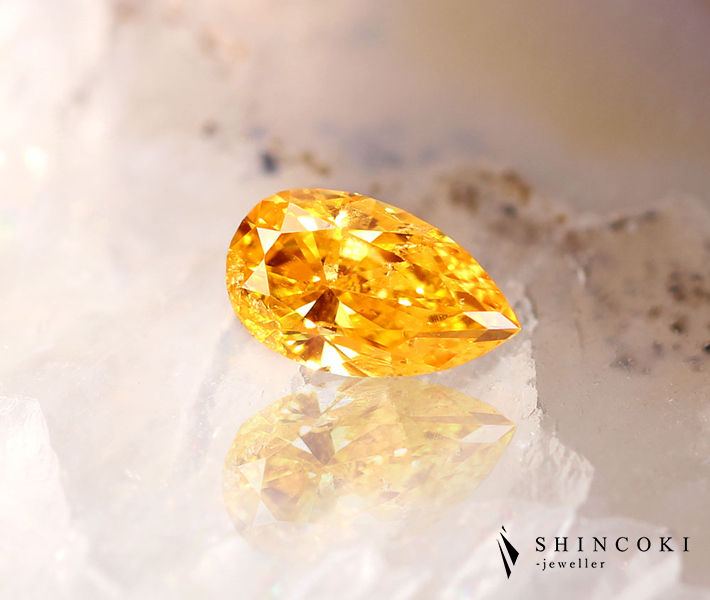 オレンジダイヤモンド 0.332ct ルース FANCY VIVID YELLOW ORANGE〔AGT〕パンプキンダイヤモンド