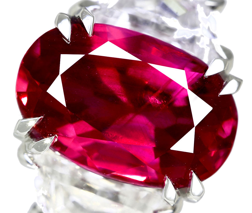 HANDMADE】Pt950 ビルマ産非加熱 Purplish Redルビー 4.34ct リング