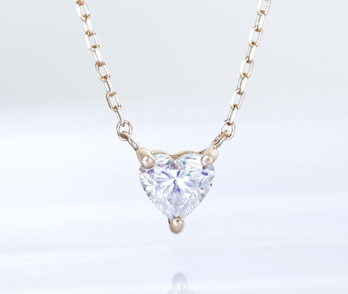 【HANDMADE】K18 ダイヤモンド 0.24ct F VS-2 ハートシェイプ ネックレス