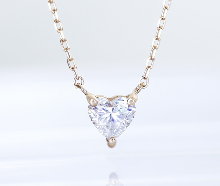 【HANDMADE】K18 ダイヤモンド 0.24ct F VS-2 ハートシェイプ ネックレス