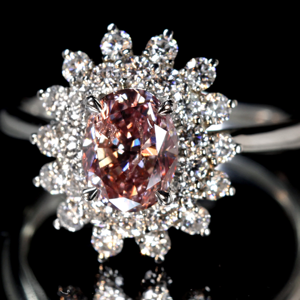 【HANDMADE】PT950 1.104ct FANCY BROWNISH PURPLISH PINK I-1大粒ピンクダイヤモンドリング[CGL]