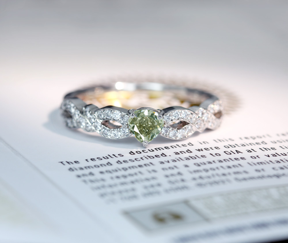 HANDMADE】PT950 天然グレーダイヤモンド 0.406ct FANCY LIGHT