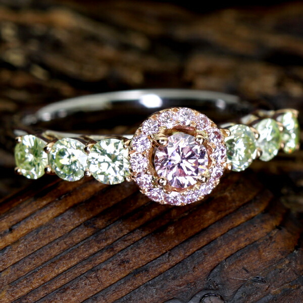 HANDMADE】PT950/K18PG 0.23ct Fancy Purplish Pink カラー ...