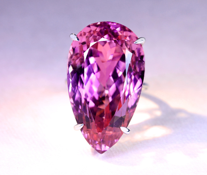 【HANDMADE】PT900 クンツァイト 72.39ct リング 一点物 ビビッドなピンク Unique Pink