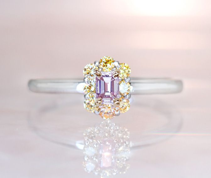 【HANDMADE】PT950/K18 ピンクダイヤモンド 0.12ct FANCY LIGHT ORANGY PINK VVS2 0.268ct オレンジダイヤモンド リング ナチュラルカラー 天然ピンクダイヤ 天然オレンジダイヤ