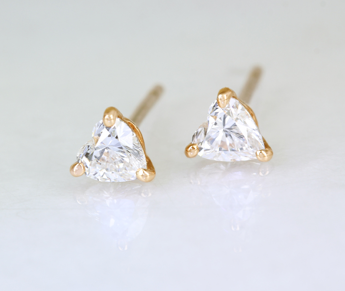 【HANDMADE】K18PG ダイヤモンド 0.267ct/0.241ct F VS2 ピアス　 ハートシェイプ　※中央宝石研究所ソーティングシート付