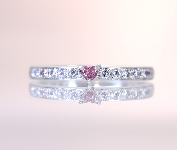 【復刻ジュエリー】【HANDMADE】PT950 ピンクダイヤモンド 0.056ct FANCY INTENSE PINK VS2 リング ダイヤモンド 0.21ct〔CGL〕