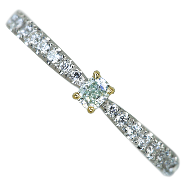 HANDMADE】ブルーイッシュグリーンダイヤモンド リング 0.091ct