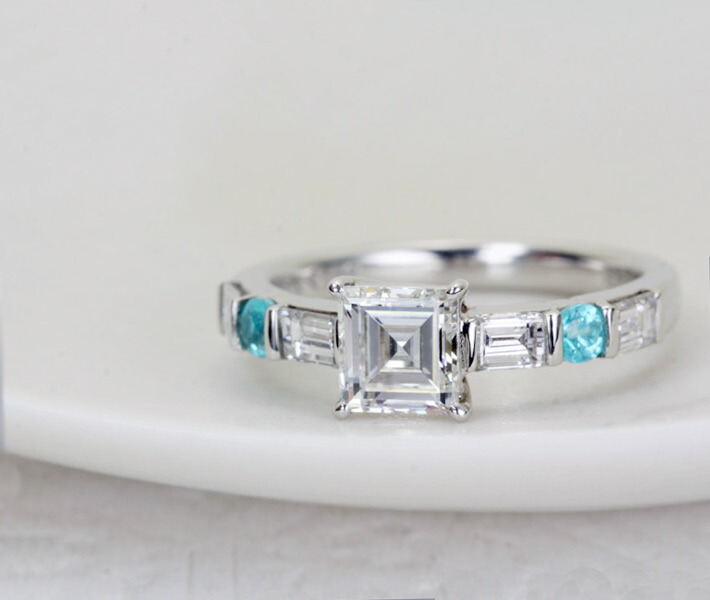 【HANDMADE】PT950 ダイヤモンド リング パライバトルマリン 0.756ct H VS-2 ※中央宝石研究所ソーティングシート付