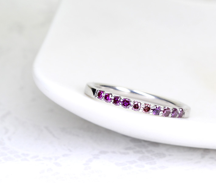 【HANDMADE】PT900 0.208ct　パープル　ダイヤモンド リング　トリート　PURPLE!【VIVID PURPLE COLOR】