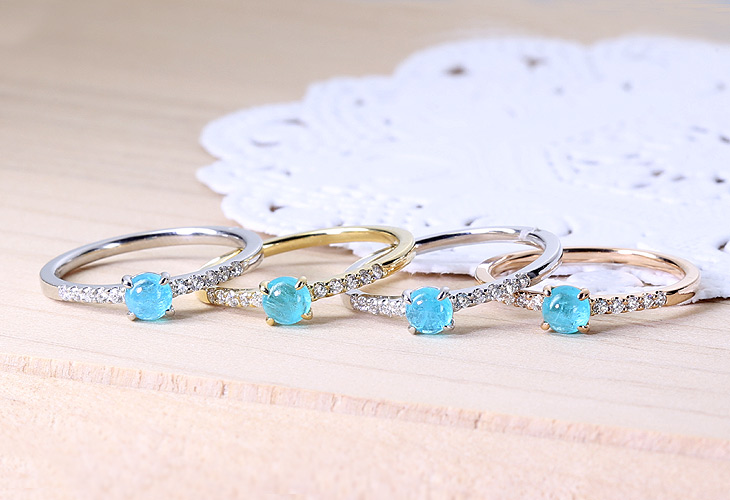 【HANDMADE】K18RG 0.291ct パライバトルマリン リング 0.084ct ダイヤモンド