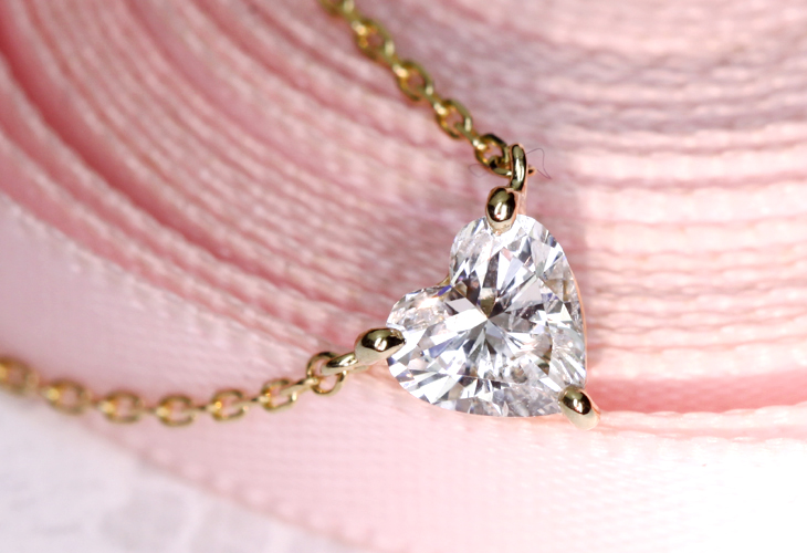 K18 0.384ct F SI2 ハートシェイプ ダイヤモンドネックレス※中央宝石