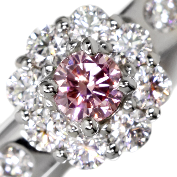 HANDMADE】PT950 0.093ct FANCY INTENSE PURPLISH PINK SI1 ピンク