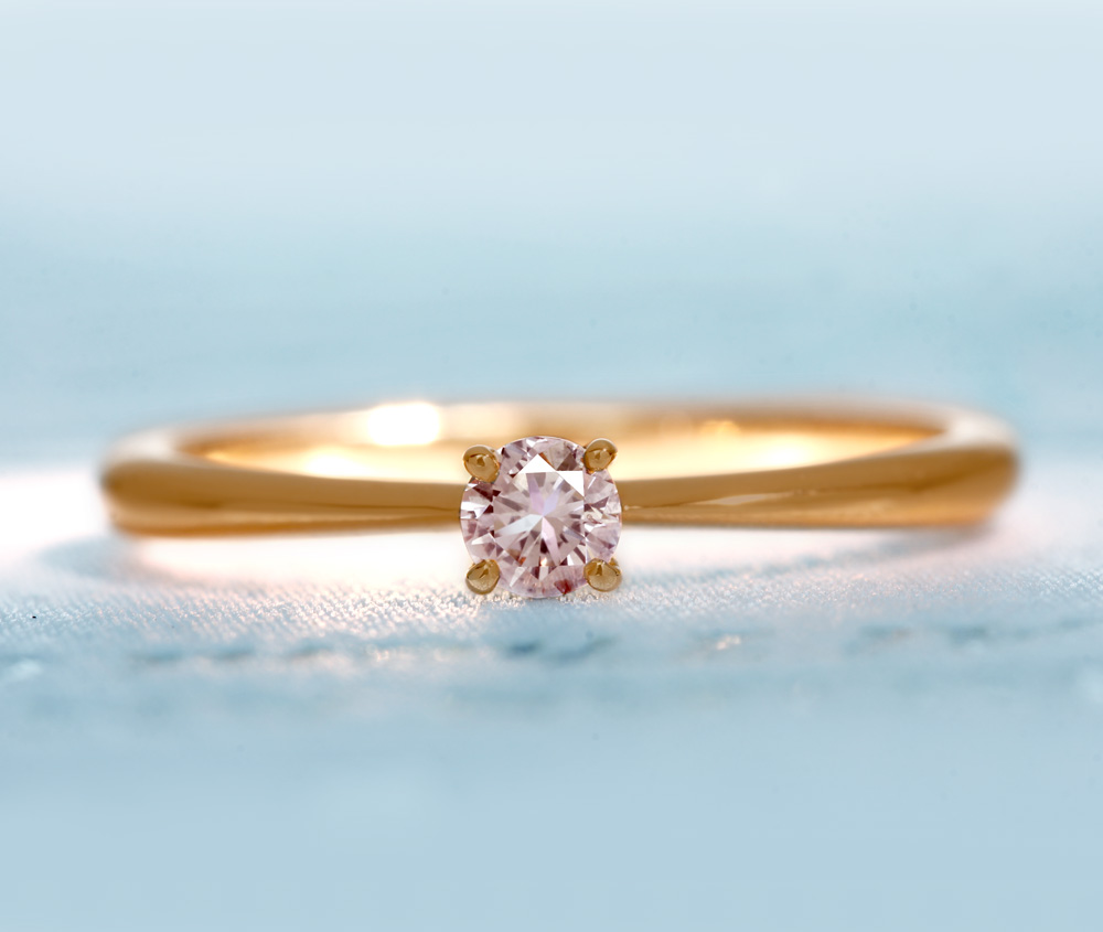 【HANDMADE】K18PG　天然ピンクダイヤモンド　0.134ct　FANCY LIGHT BROWNISH PINK　SI-2　リング[CGL]