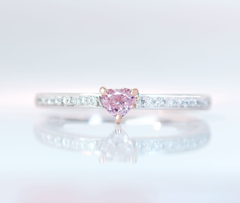 HANDMADE】PT950 ピンクダイヤモンド 0.18ct FANCY LIGHT PINK リング ...