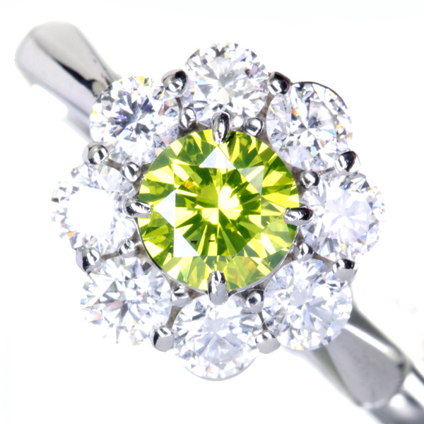 HANDMADE】PT900 アップルグリーンダイヤモンド 0.76ct ダイヤモンド ...