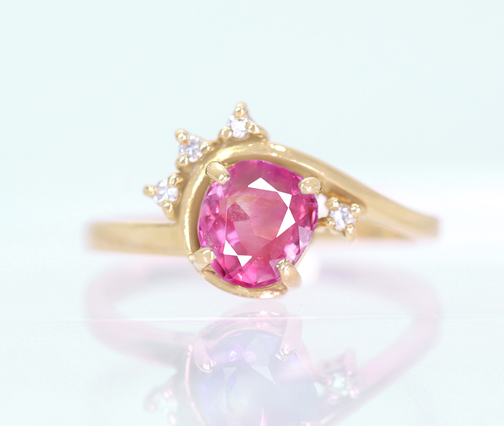 【Candy Ring】【HANDMADE】K18 ムーンストーンキャッツアイ 4.72ct リング