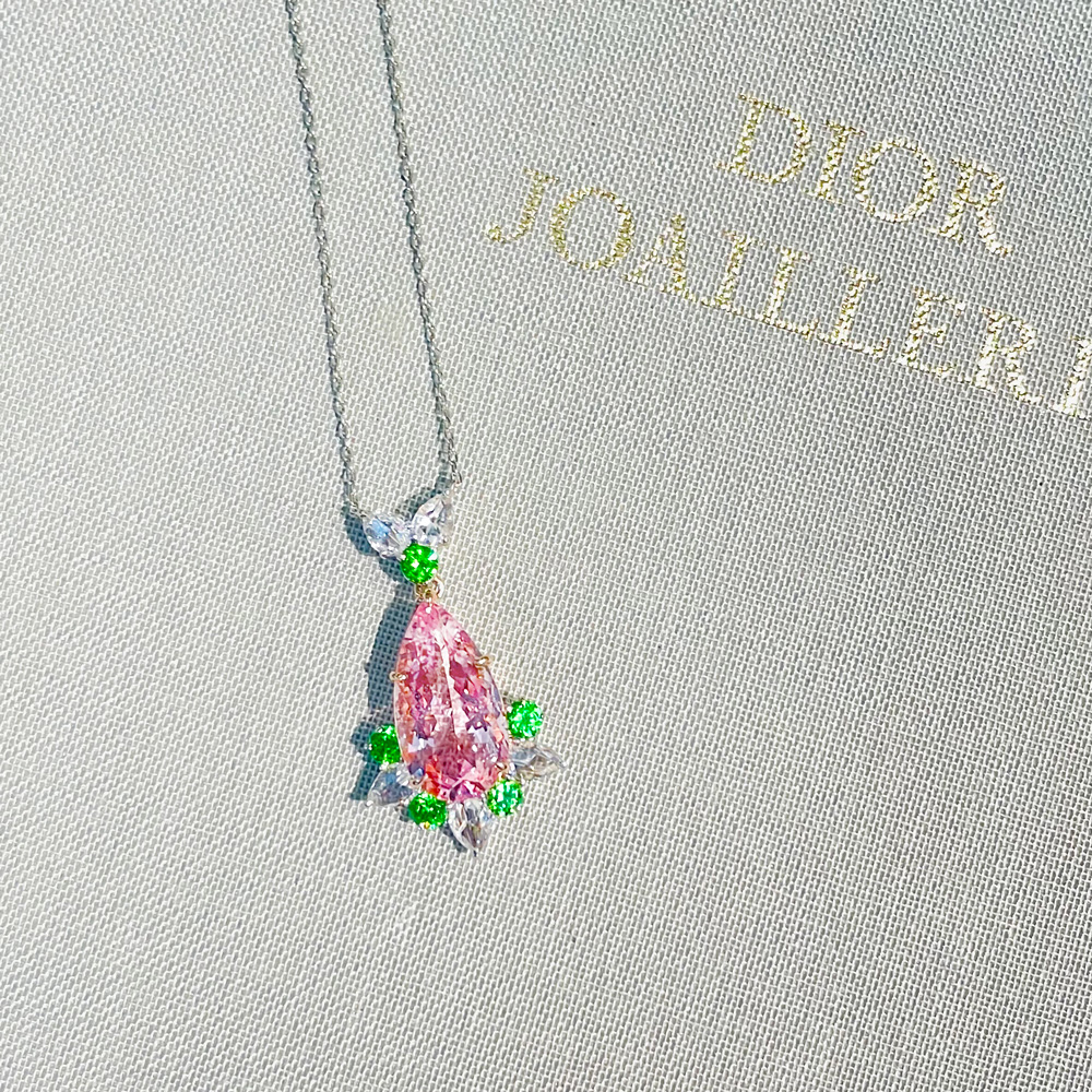 HANDMADE】PT950/K18PG モルガナイト 3.58ct デマントイドガーネット