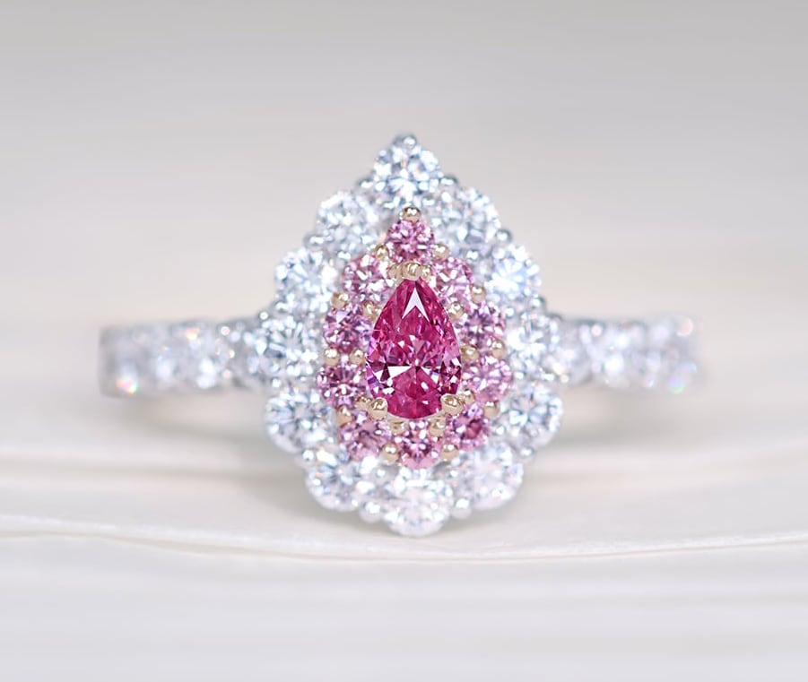 【HANDMADE】PT900 天然ピンクダイヤモンド 0.176ct FANCY INTENSE PURPLISH PINK ダイヤモンド 0.60ct/0.467ct リング [CGL]