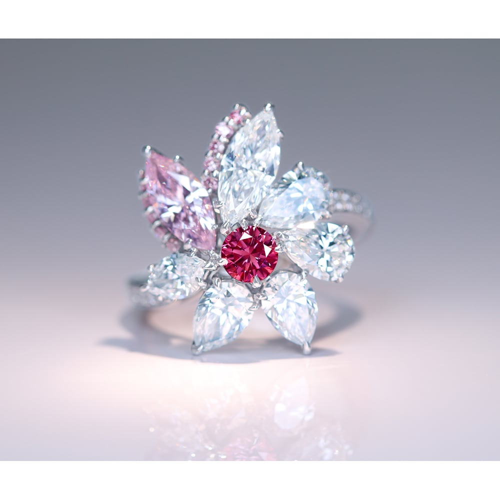 HANDMADE】PT950 天然ピンクダイヤモンド 0.305ct FANCY VIVID