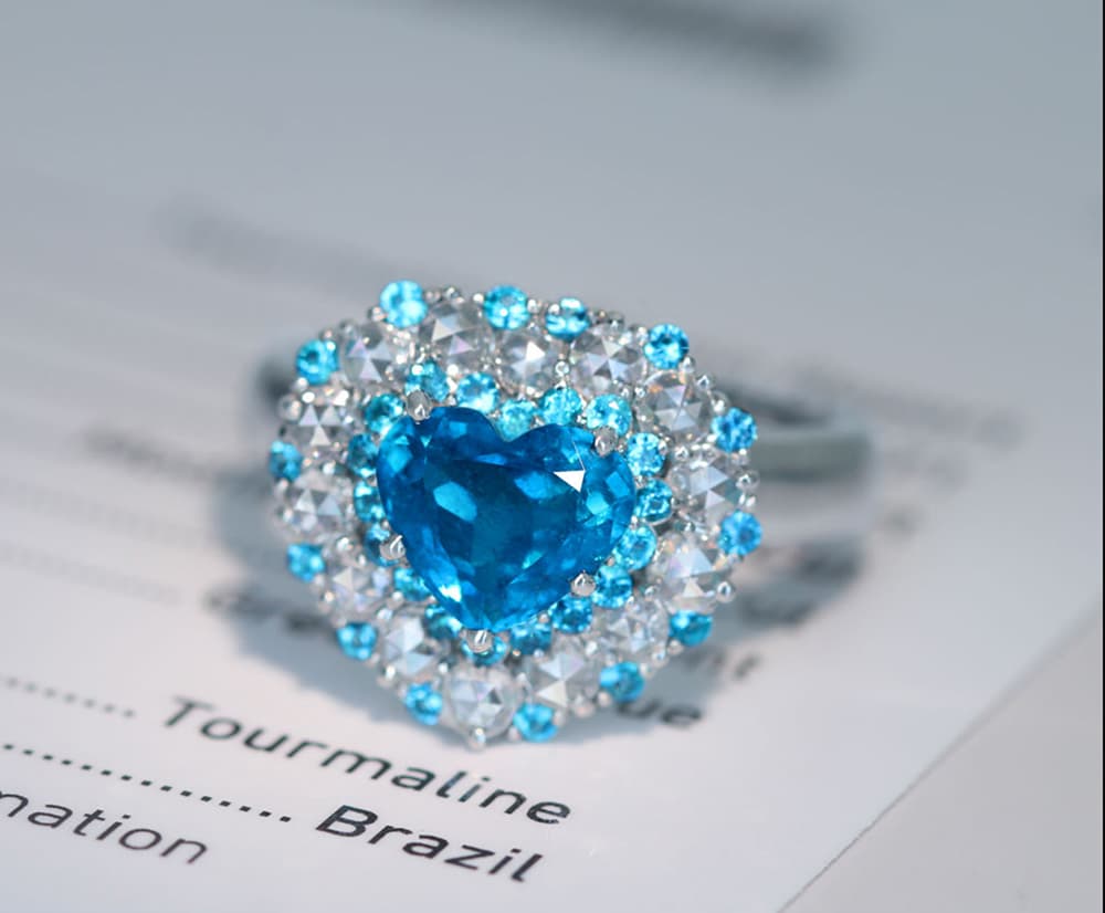 【HANDMADE】 PT950 ブラジル産パライバトルマリン 1.20ct ダイヤモンド リング