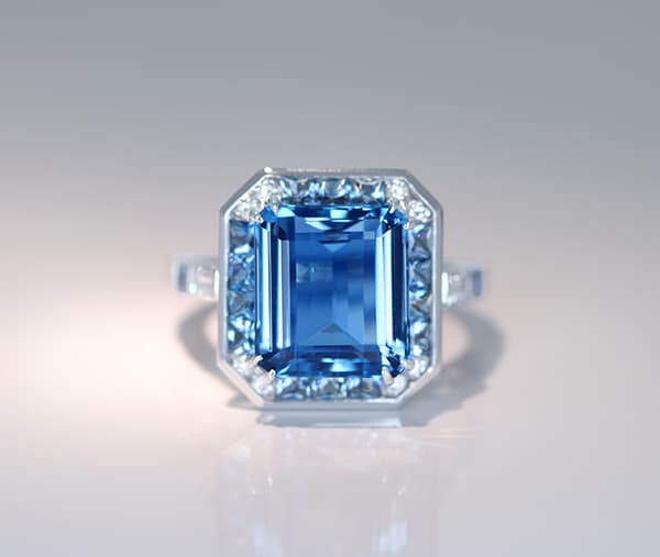 【HANDMADE】【大粒！】PT950　サンタマリアアクアマリン　4.351ct/0.794ct　ダイヤモンド　0.537ct　リング[GRJ]