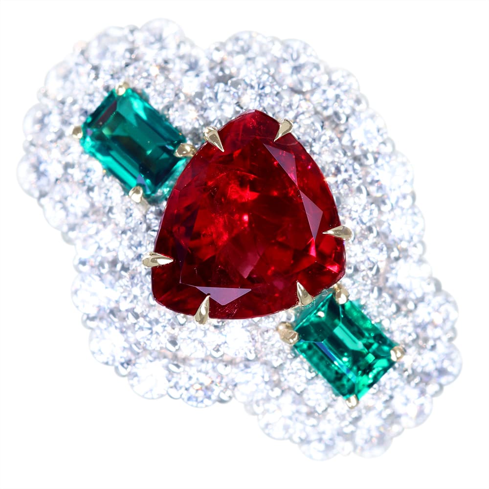 HANDMADE】PT950/K18 レッドベリル 1.03ct ノンオイルエメラルド