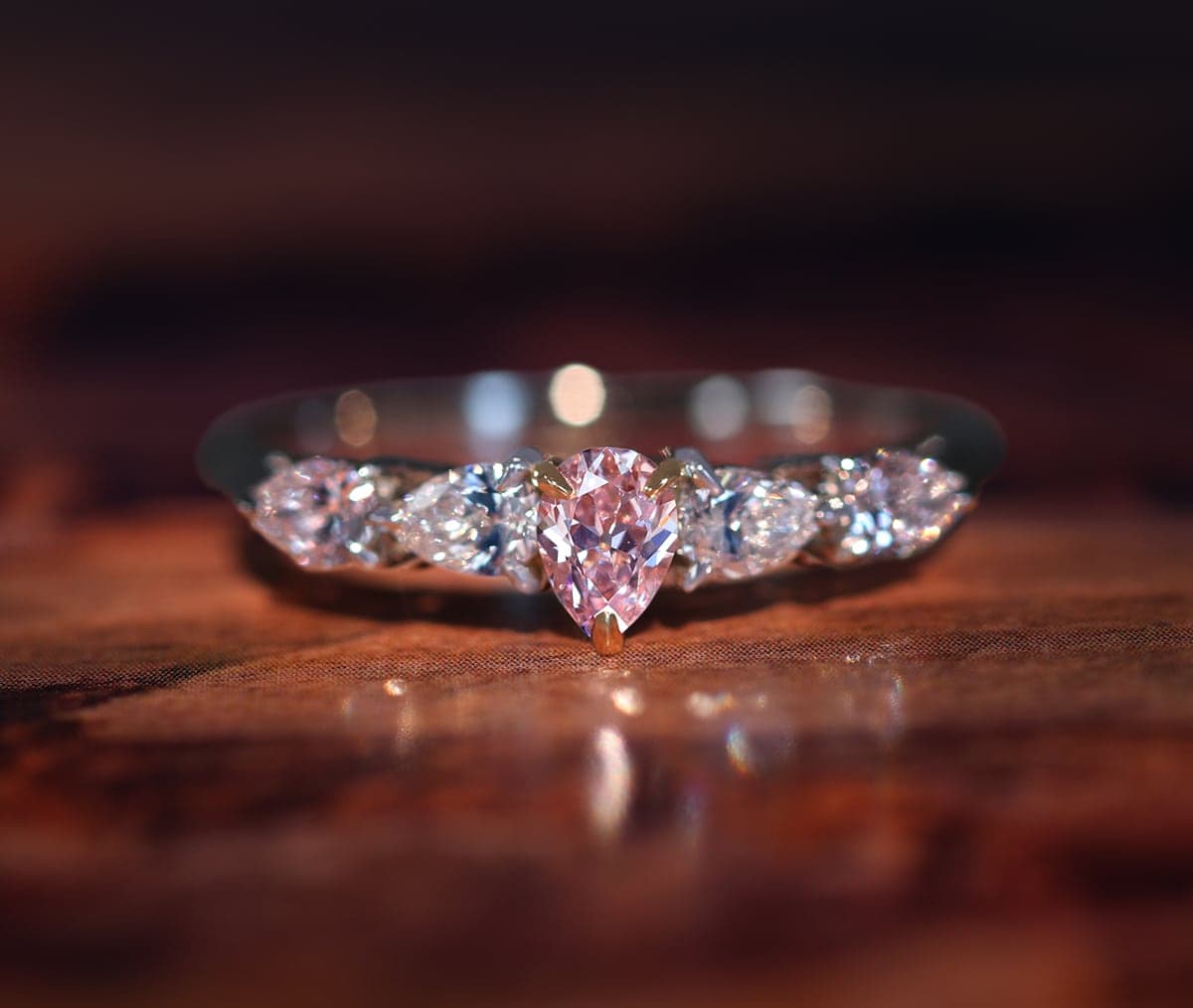 【HANDMADE】Pt950/K18 ピンクダイヤモンド 0.176ct FANCY LIGHT PINK VS2 TYPE2 ダイヤモンド 0.342ctリング[中央宝石研究所]