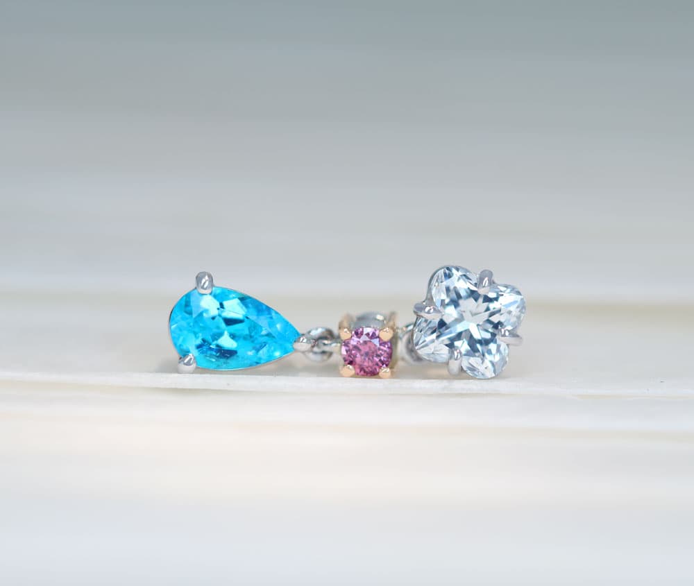 【HANDMADE】PT950/K18PG ブラジル産パライバトルマリン 0.21ct ピンクダイヤモンド FANCY INTENSE PURPLISH PINK I1 0.027ct ダイヤモンド G VS-2 0.309ct リリーカットダイヤモンド ペンダントトップ[中央宝石研究所/AGT]