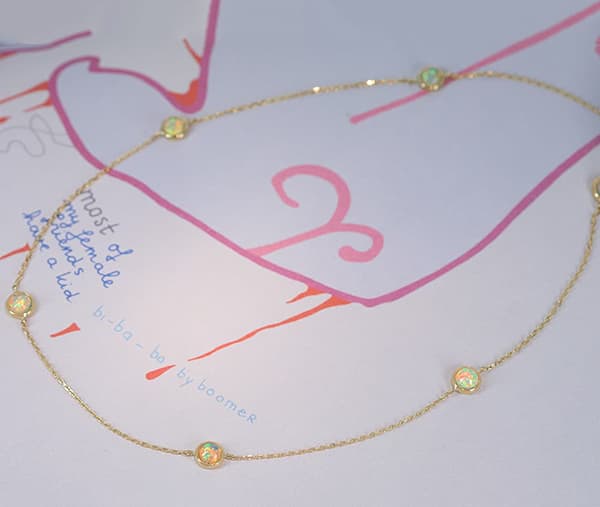 【HANDMADE】K18YG　オパール　1.0ct　ステーションネックレス