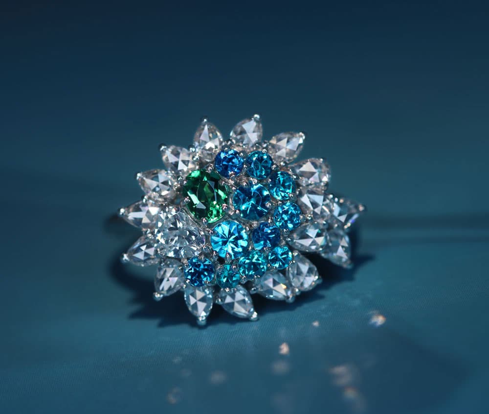 【HANDMADE】PT950 ブラジル産パライバトルマリン 0.534ct ブラジル産パライバトルマリン total0.192ct ハートシェイプダイヤモンド 0.210ct ローズカット total0.783ct リング