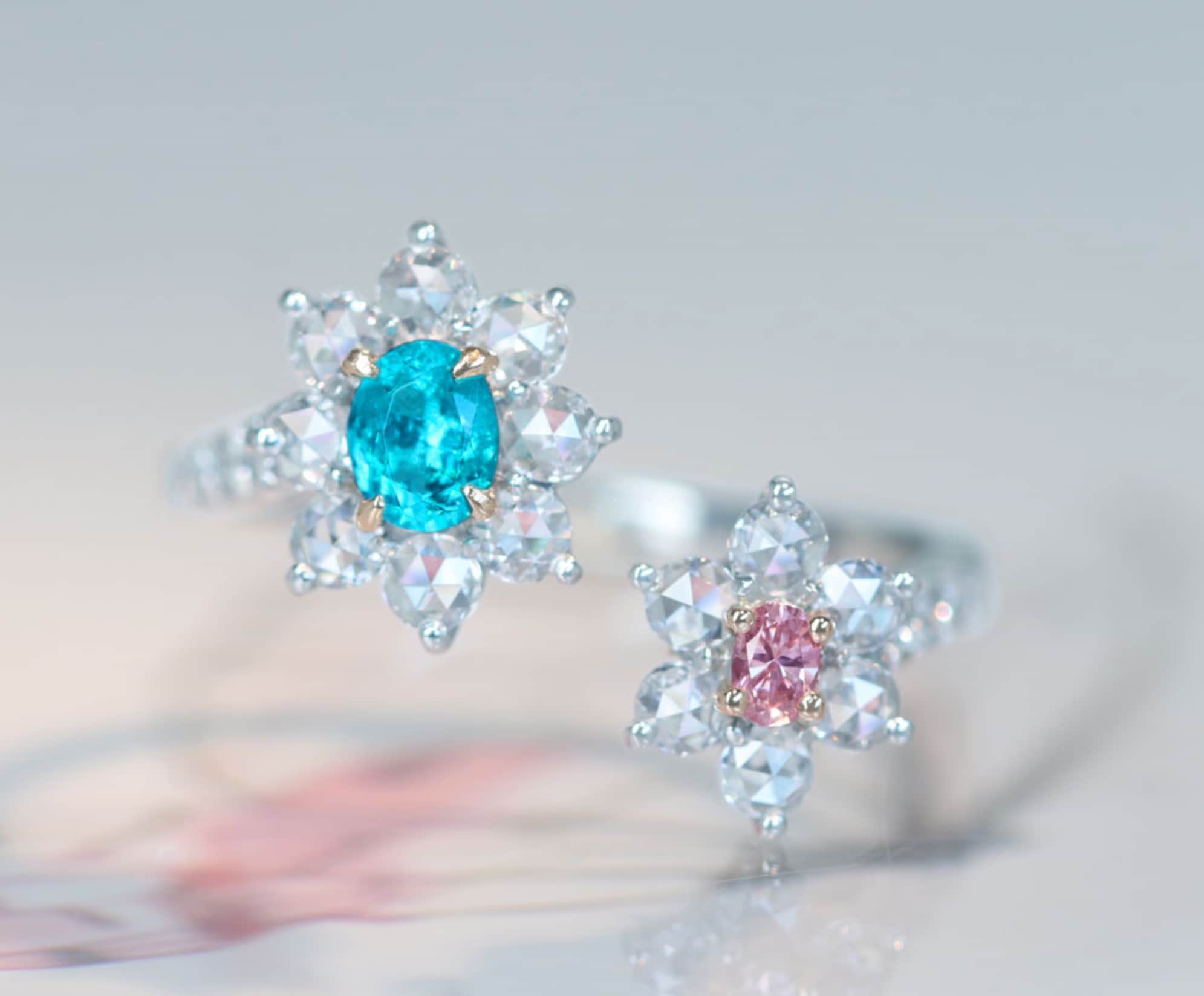 【HANDMADE】PT950/K18 ブラジル産パライバトルマリン ピンクダイヤモンド FANCY PINK ダイヤモンド リング