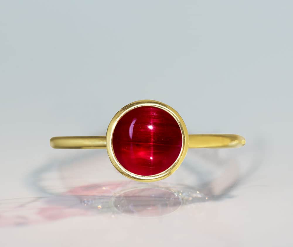 【HANDMADE】K18 ルベライトキャッツアイ　2.26ct　キャンディリング