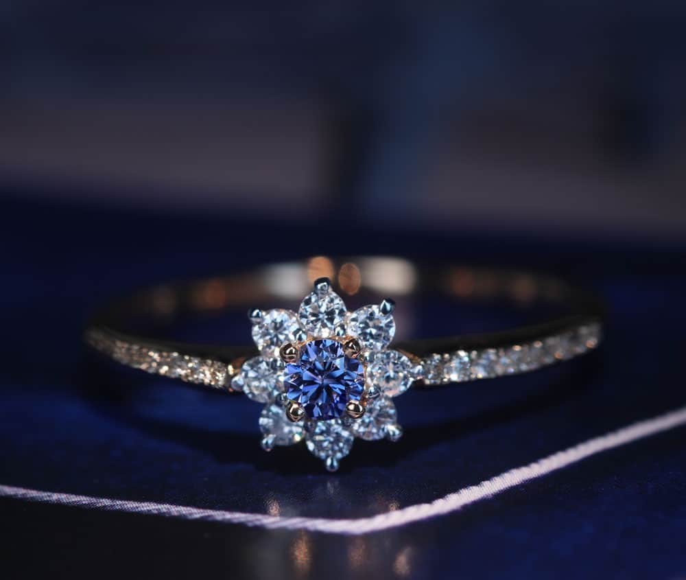 【HANDMADE】K18PG/Pt950 ヴァイオレットダイヤモンドFANCY GRAY VIOLET 0.079ct ダイヤモンド total0.30ct リング[中宝石研究所]