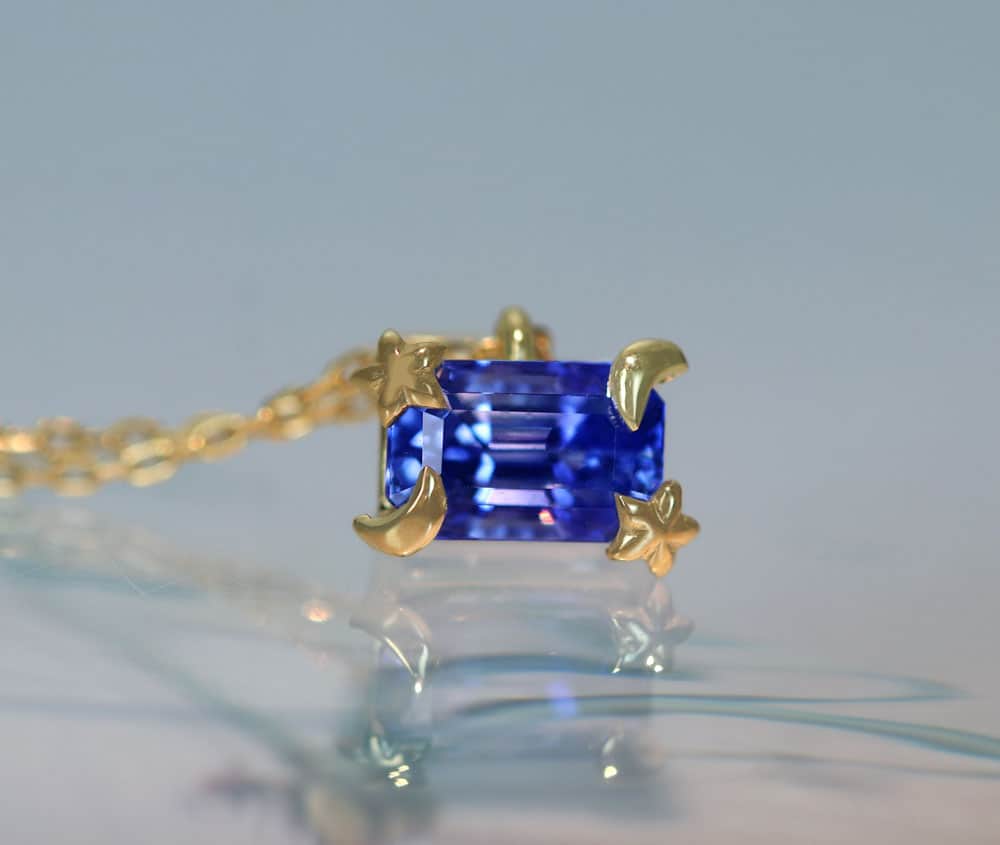 【HANDMADE】K18YG サファイア 1.282ct ネックレス スター[中央宝石研究所]