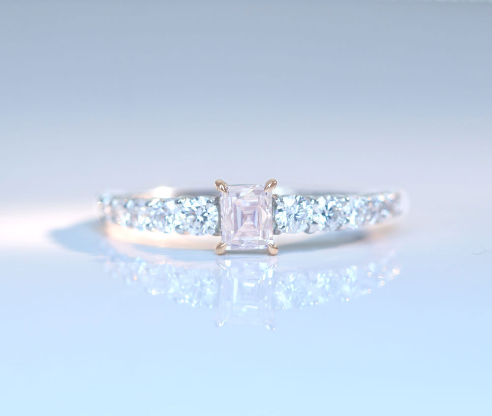 【HANDMADE】PT950/K18PG ピンクダイヤモンド　0.366ct TYPE2 ダイヤモンド 0.522ct リング[中央宝石研究所]