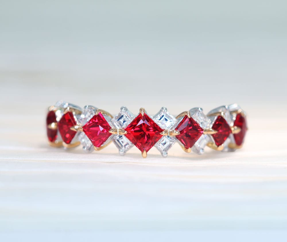 【HANDMADE】PT950 レッドスピネル total 1.593ct ダイヤモンド 0.6ct リング