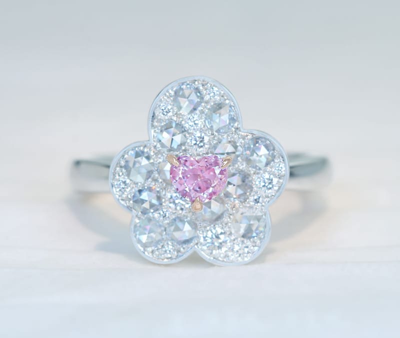 PT950/K18PG ピンクダイヤモンド FANCY LIGHT PURPLISH PINK SI2 0.210ct ダイヤモンド 0.62ct リング