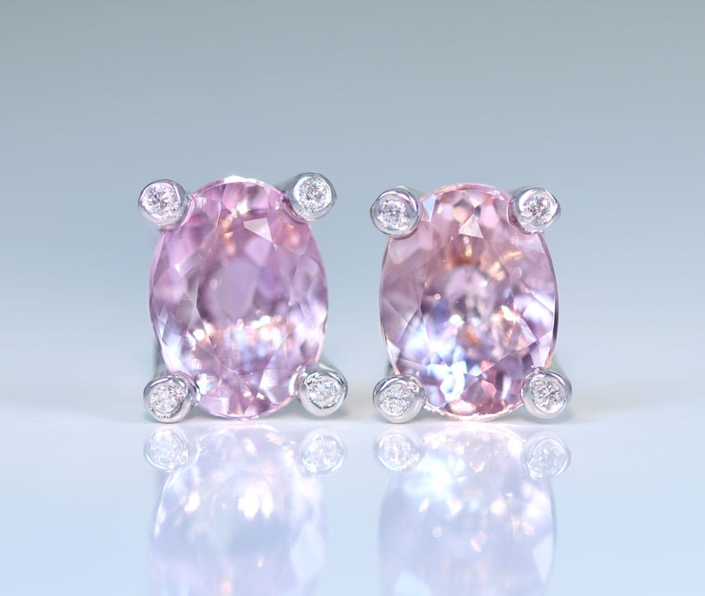 【HANDMADE】K18WG インペリアルトパーズ 1.45ct/1.42ct ダイヤモンド 0.014ct/0.014ct ピアス